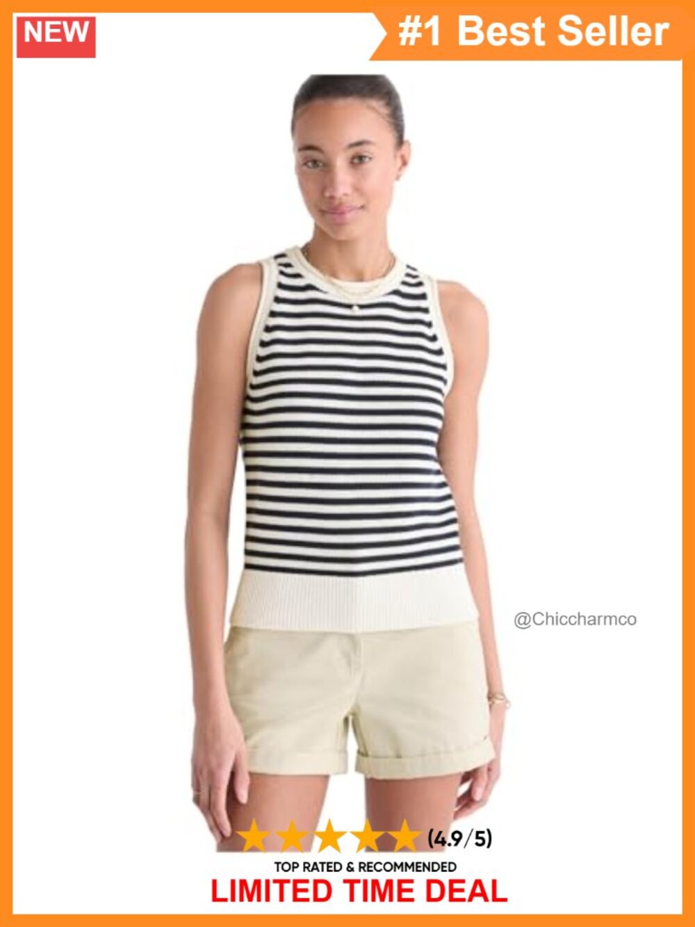 Katie Cotton Roll Neck Sweater Tank Vest Classic Fit Sleeveless Layer